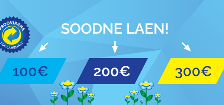 ZIIP SOODNE KIIRLAEN: €100 - €300 perioodiks 1 kuni 3 kuud. Esimene Ziip kiirlaen 0% intressiga.